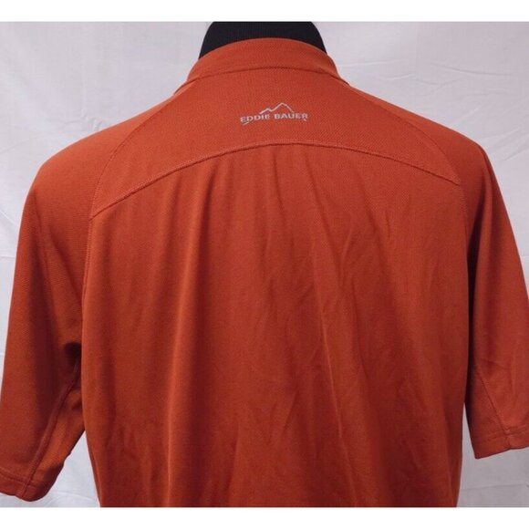 Eddie Bauer 1/4 Zip Mens Large Rust Orange Cocona Short Sleeve Polo Shirt - Picture 8 of 12